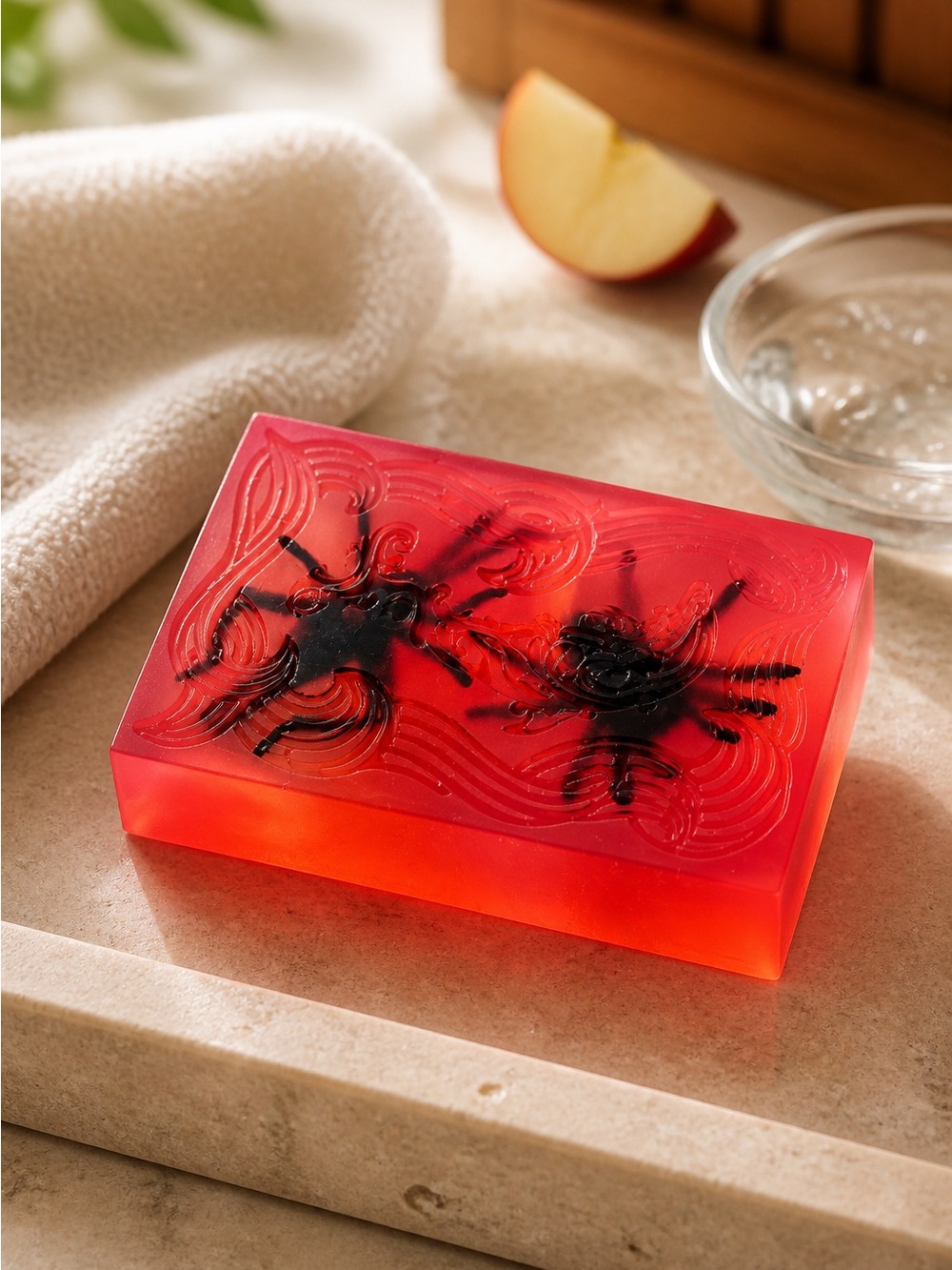 Handmade Soap. Apple w/ Toy Bugs.